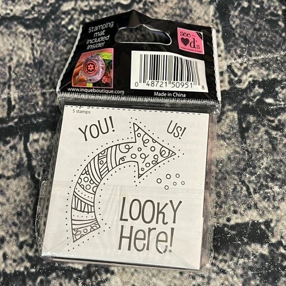 Inque Boutique 5 Piece Stamp Set Arrow LOOKY HERE! YOU! US! - Picture 4 of 6